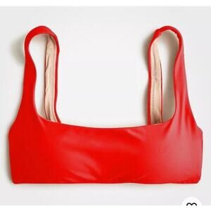 J. Crew Heritage Scoop Neck Bikini Top Womens XXS Red Lined Adjustable BX611 NEW